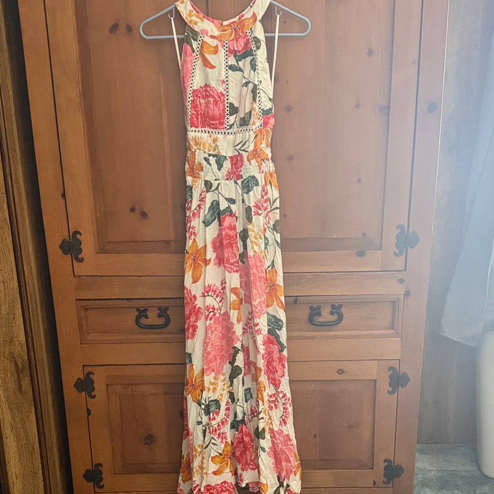 Floral Maxi Dress in Pink and Orange
